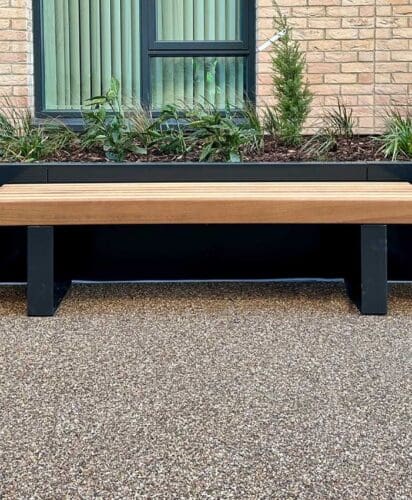 Resin Bound Gravel System with planters and bench